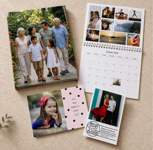 Save the date greeting card showing photo of young couple kissing at the beach.