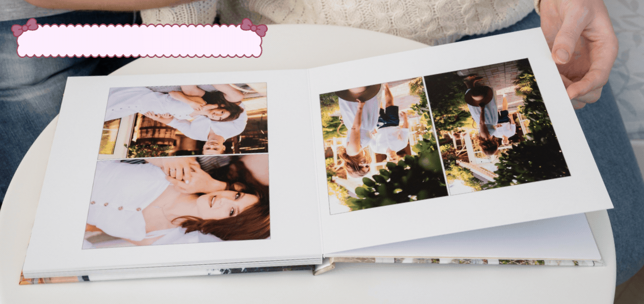 Closed photobook showing photos of a son and father on the cover that reads 'my dad is my superhero'.
