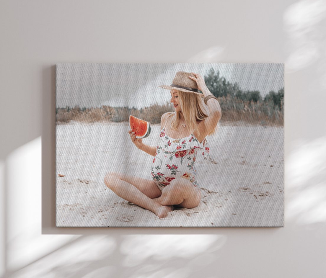 Home Decor Photo canvas of a boy in a wheelchair with a ball in his hand while on the beach
