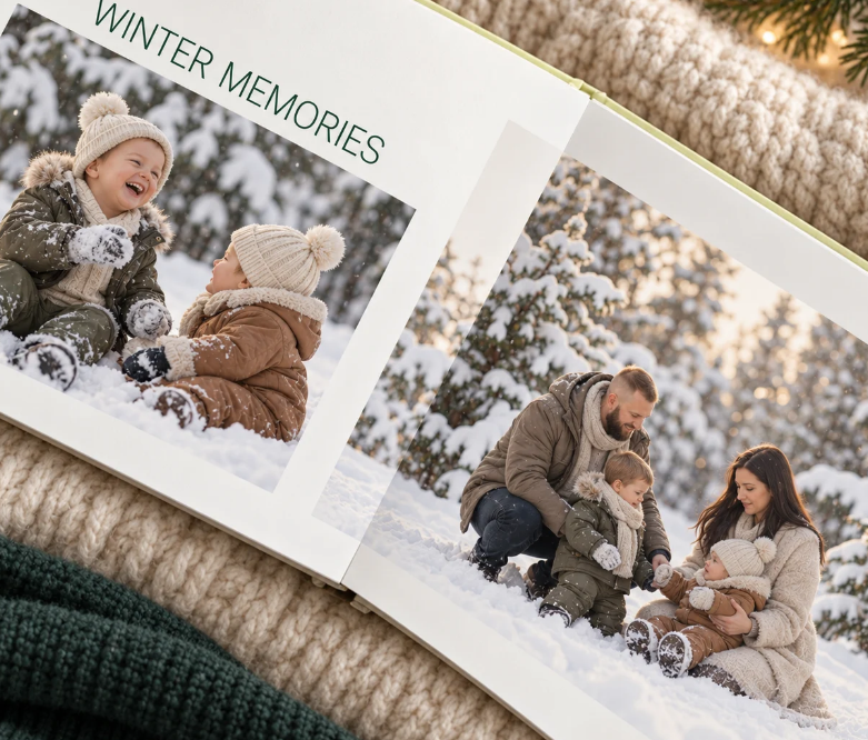 Layflat Photobooks Open layflat photobook with photos of a boho couple for a wedding